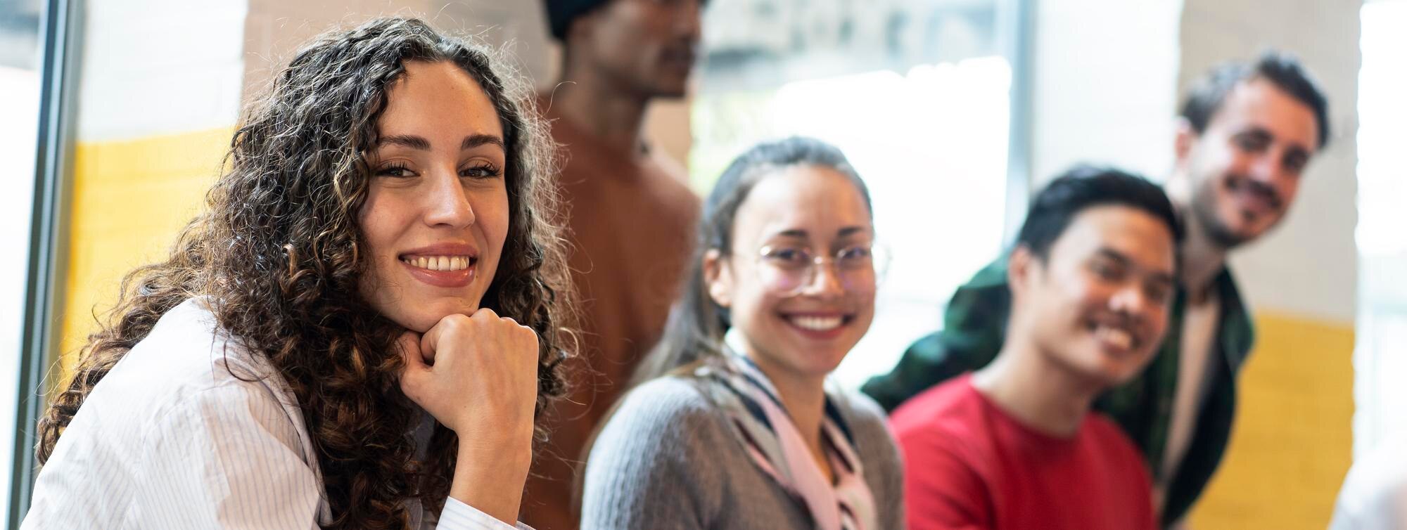 horizontal banner header with university students multiethnic team studying together new project cre